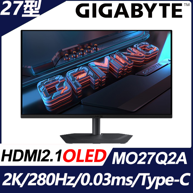 GIGABYTE 技嘉 MO27Q2A 電競螢幕(27型/2K/280Hz/QD-OLED/0.03ms/KVM)
