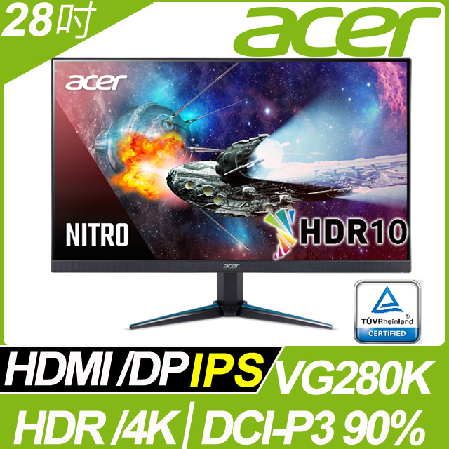 acer VG280K HDR電競螢幕(28吋/4K/1ms/IPS)
