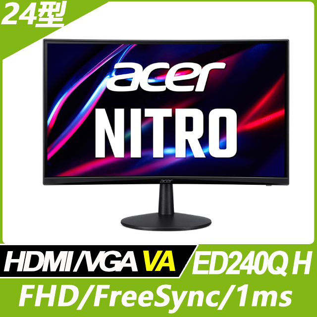 ACER 宏碁 Acer ED240Q H 曲面護眼螢幕(24型/FHD/HDMI/100HZ/VGA/VA)