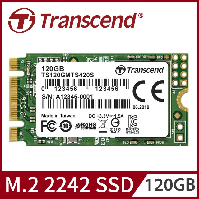 【Transcend 創見】120GB MTS420S M.2 2242 SATA Ⅲ SSD固態硬碟