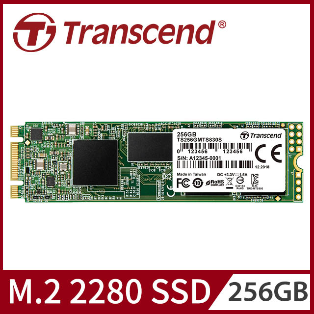 【Transcend 創見】256GB MTS830S M.2 2280 SATA Ⅲ SSD固態硬碟