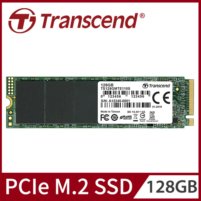 【Transcend 創見】128GB MTE110S M.2 2280 PCIe Gen3x4 SSD固態硬碟