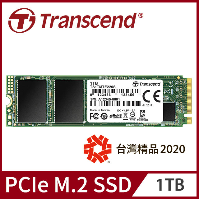 【Transcend 創見】1TB MTE220S M.2 2280 PCIe Gen3x4 SSD固態硬碟