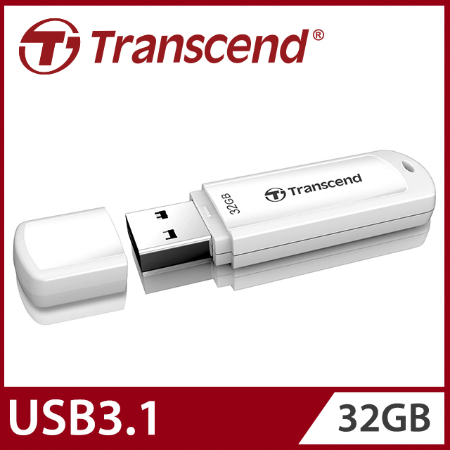 【Transcend 創見】32GB JetFlash730 USB3.1隨身碟-典雅白