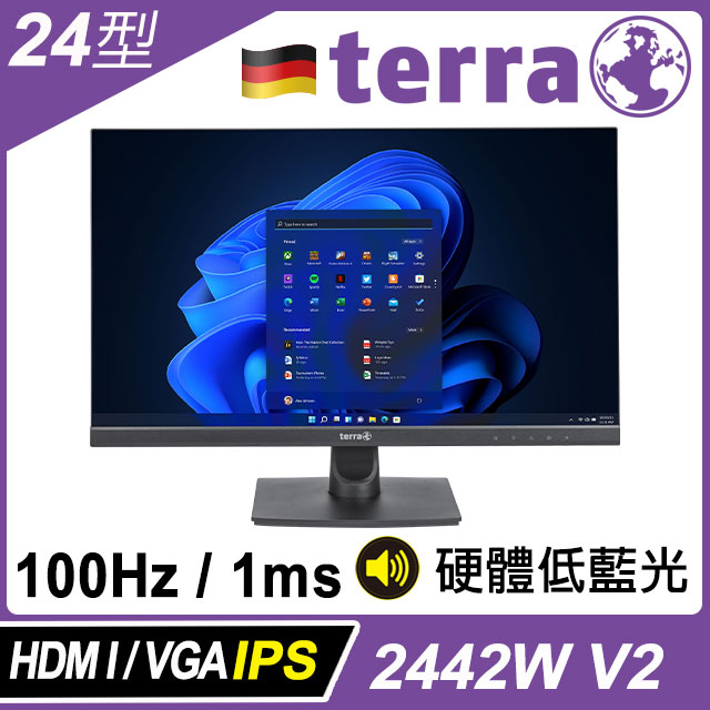 Terra 2442W V2 硬體低藍光螢幕(24型/FHD/喇叭/IPS)