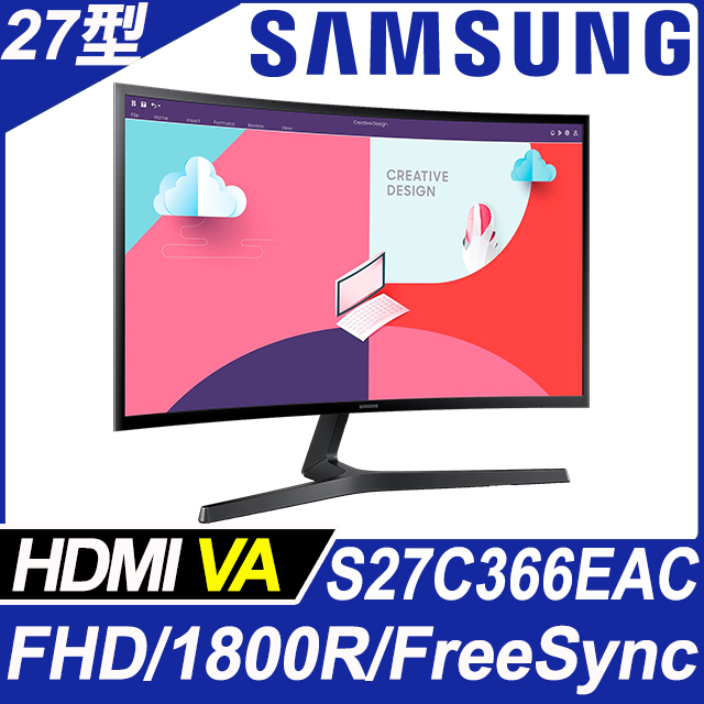 SAMSUNG S27C366EAC 美型曲面螢幕(27型/FHD/1800R/HDMI/VA)