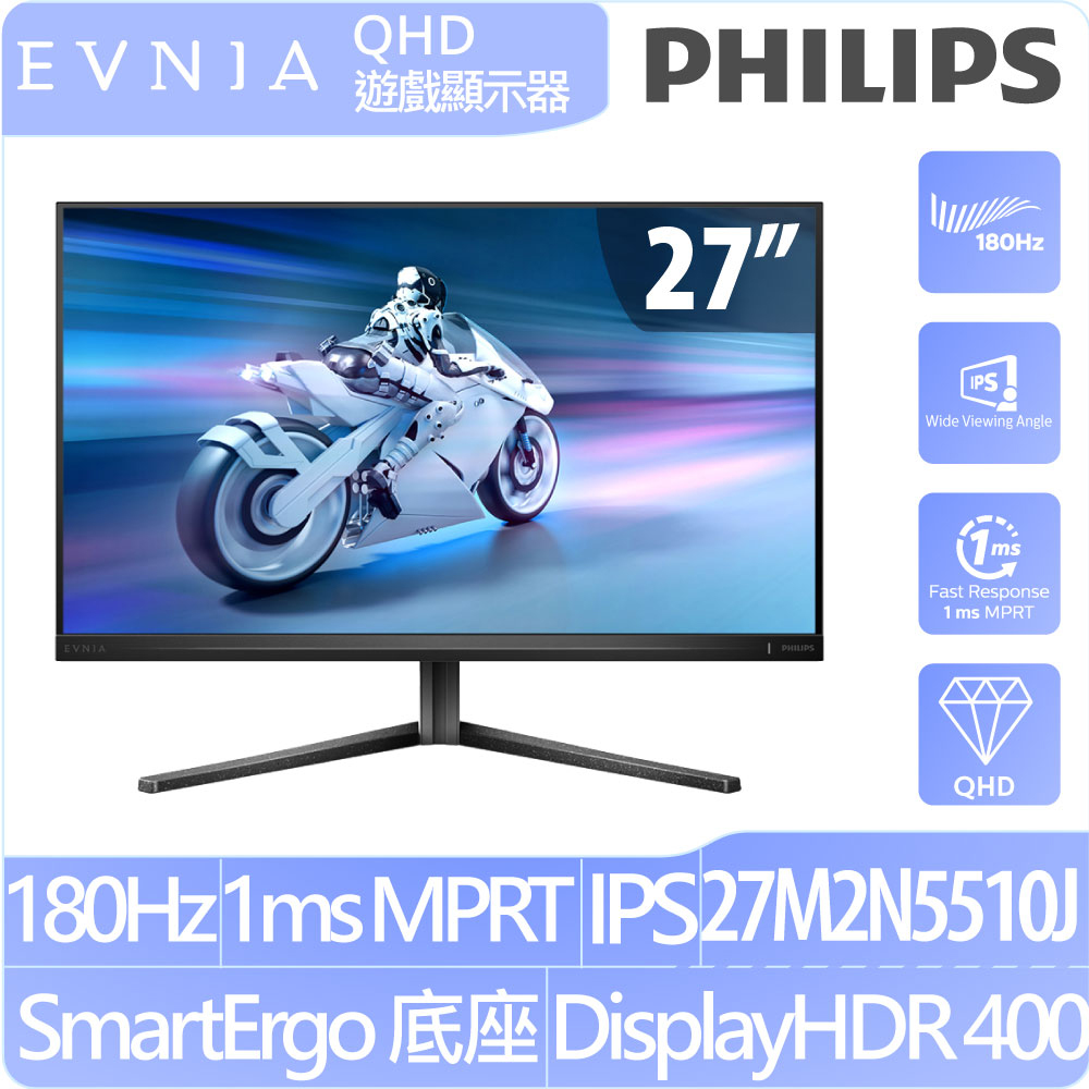 PHILIPS 27M2N5510J HDR電競螢幕(27型/2K/180Hz/1ms/IPS)