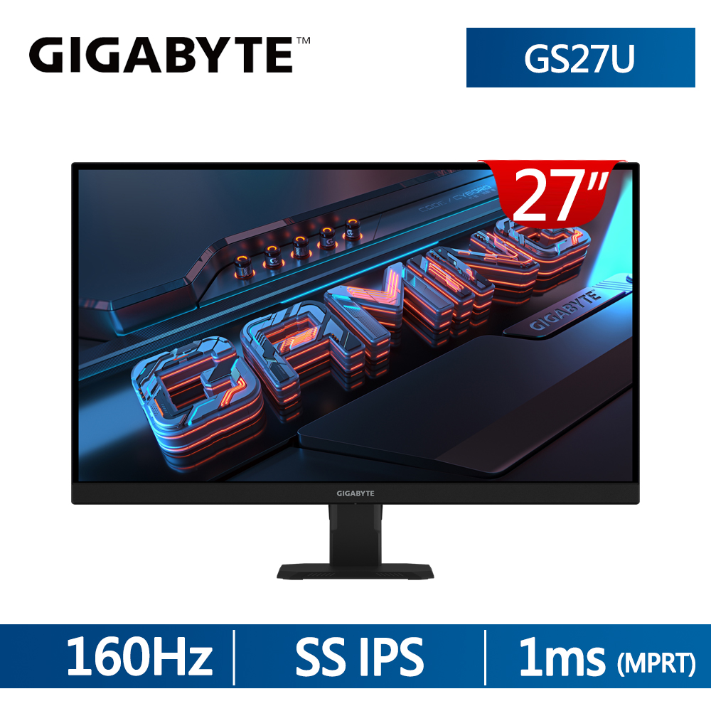 GIGABYTE 技嘉 GS27U 27型 4K 平面電競螢幕(27型/UHD/4K/160Hz/1ms/IPS/HDR400)