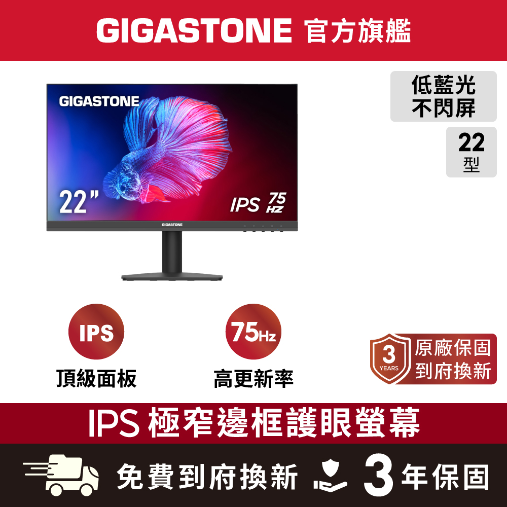 Gigastone 立達 LM-22FA51 極窄邊框電腦螢幕(22型/FHD/HDMI/VGA/IPS)