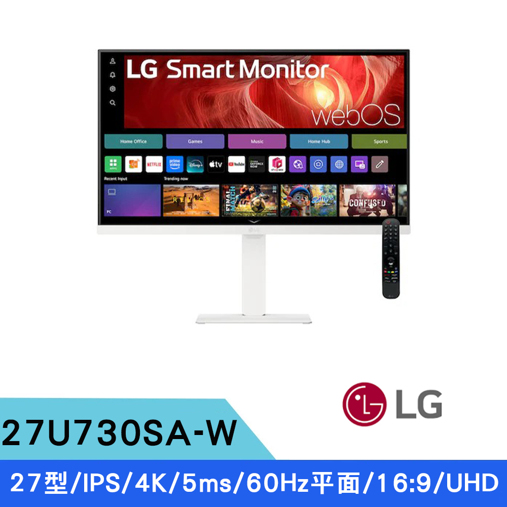 LG 樂金 27型 27U730SA-W 4K IPS 60Hz 5ms HDR10 UHD 智慧聯網螢幕