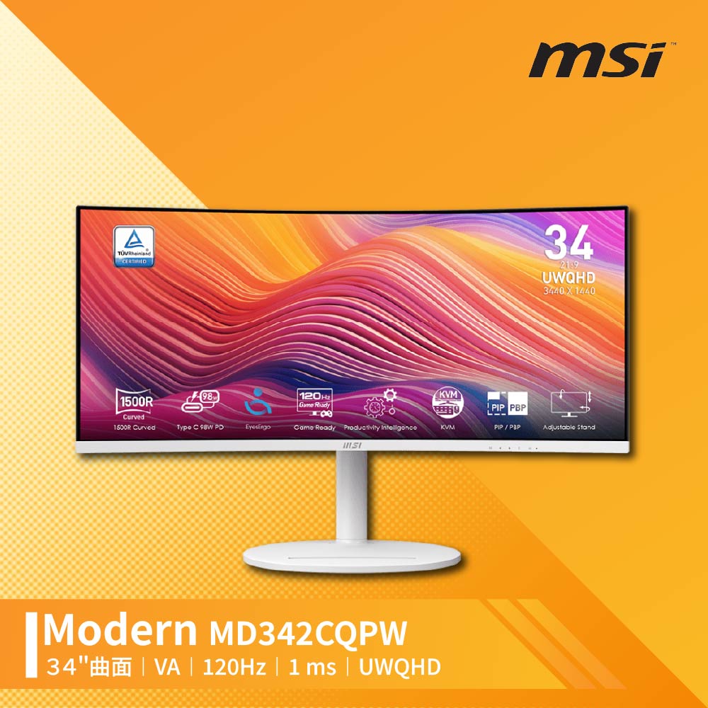 MSI 微星 MD342CQPW 曲面美型螢幕 (34型/2K/HDMI/喇叭/VA)