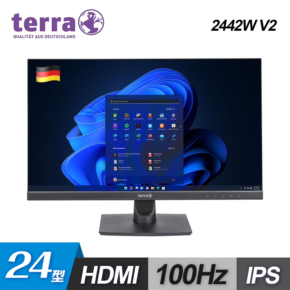TERRA 2442W V2 24型 100Hz IPS 無邊框螢幕