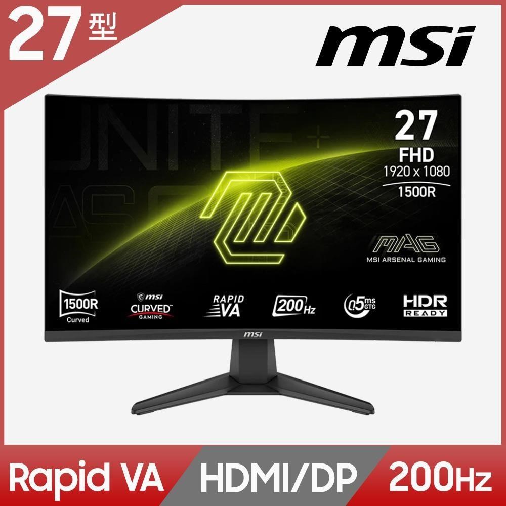 MSI 微星 MAG 276CF E20 27吋 200Hz 曲面電競螢幕 VA面板 0.5ms 超高速 HDR 護眼顯示器 看片追劇首選