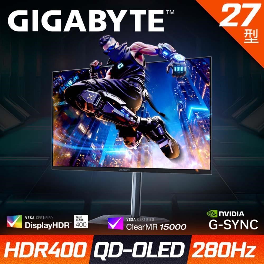 GIGABYTE 技嘉 MO27Q2A 平面電競螢幕(27型/2K/280Hz/QD-OLED/0.03ms/KVM)