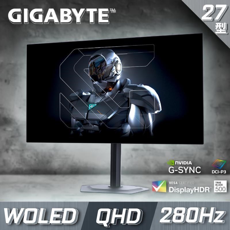GIGABYTE 技嘉 MO27Q28G 電競螢幕(27型/2K/280Hz/WOLED/0.03ms/DR True Black 500/KVM)