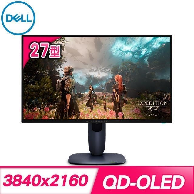DELL戴爾 AW2725Q DELL 戴爾 AW2725Q 27型 4K (3840x2160) OLED 平面顯示器,採用 16:9 比例與 240Hz 更新率,適合遊戲與專業應用。支援 DisplayPort、HDMI 等連線埠,無觸控功能,三年代理保固(00801-863-066),提供出色畫質與流暢體驗。