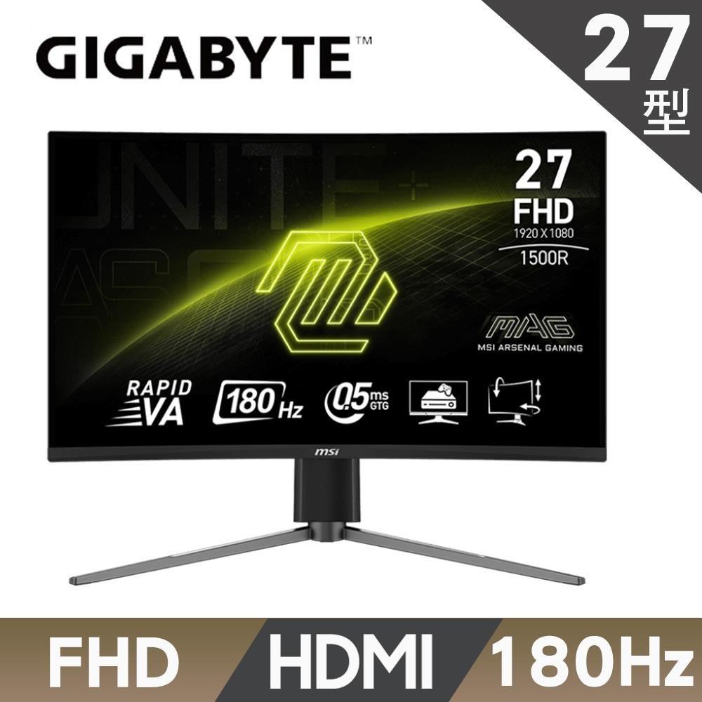MSI 微星 MAG 27C6PF HDR曲面電競螢幕 (27型/FHD/180Hz/0.5ms/HDMI/DP/VA)