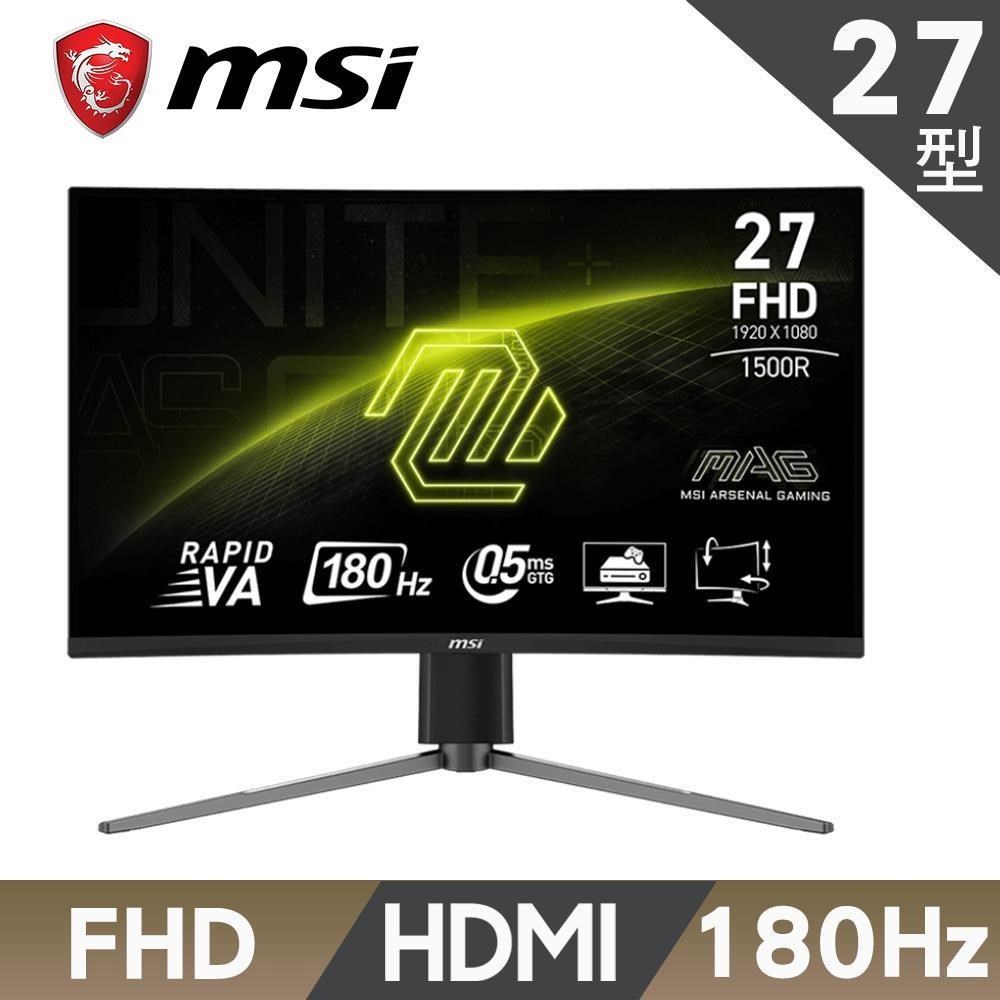 MSI 微星 MAG 27C6PF HDR曲面電競螢幕 (27型/FHD/180Hz/0.5ms/HDMI/DP/VA)
