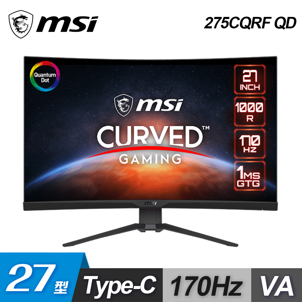 MSI 微星 MAG 275CQRF QD 27型 曲面電競螢幕