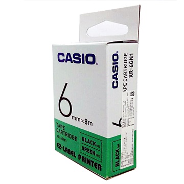 CASIO 標籤機專用色帶-6mm【共有5色】綠底黑字XR-6GN1