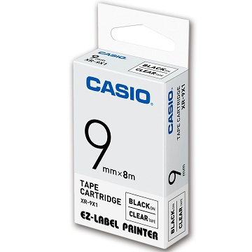 CASIO 標籤機專用色帶-9mm【共有9色】透明底黑字XR-9X1