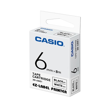 CASIO 標籤機專用色帶-6mm【共有5色】白底黑字XR-6WE1
