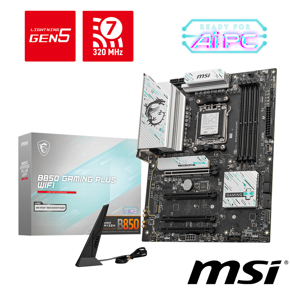 【C+M組合】微星 B850 GAMING PLUS WIFI 主機板+AMD Ryzen 5-9600X 3.9GHz 6核心 中央處理器
