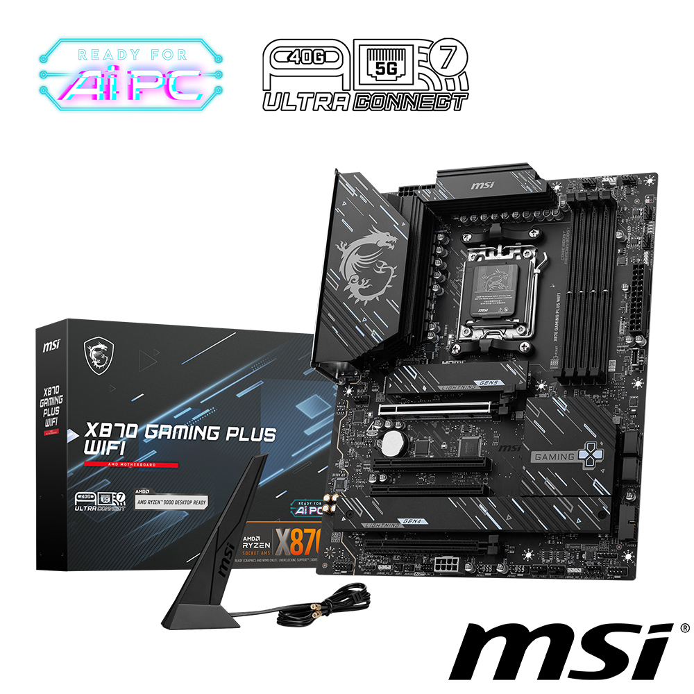 【C+M組合】微星X870 GAMING PLUS WIFI 主機板+AMD Ryzen 5-9600X 3.9GHz 6核心 中央處理器