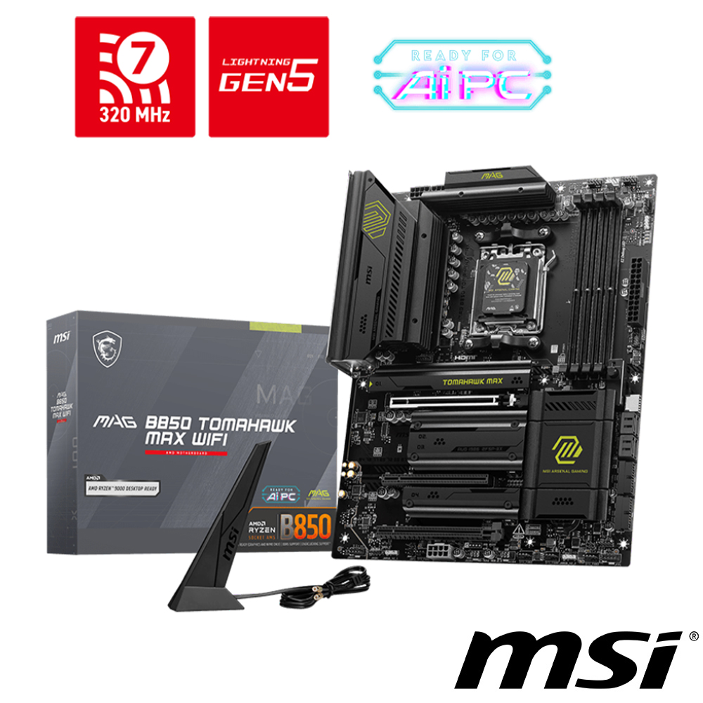 微星MAG B850 TOMAHAWK MAX WIFI 主機板+AMD Ryzen 5-9600X 3.9GHz 6核心 中央處理器