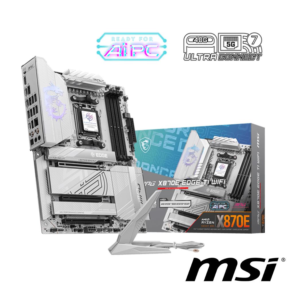 【C+M超值組】微星 MPG X870E EDGE TI WIFI 主機板+AMD Ryzen 5-9600X 3.9GHz 6核心 中央處理器