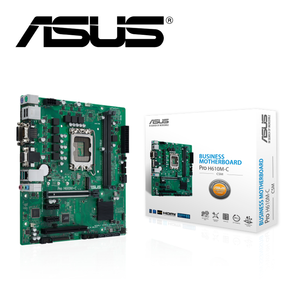 華碩 PRO H610M-C-CSM 主機板+美光 D5 16G 4800 DDR5 記憶體(組合2-4)