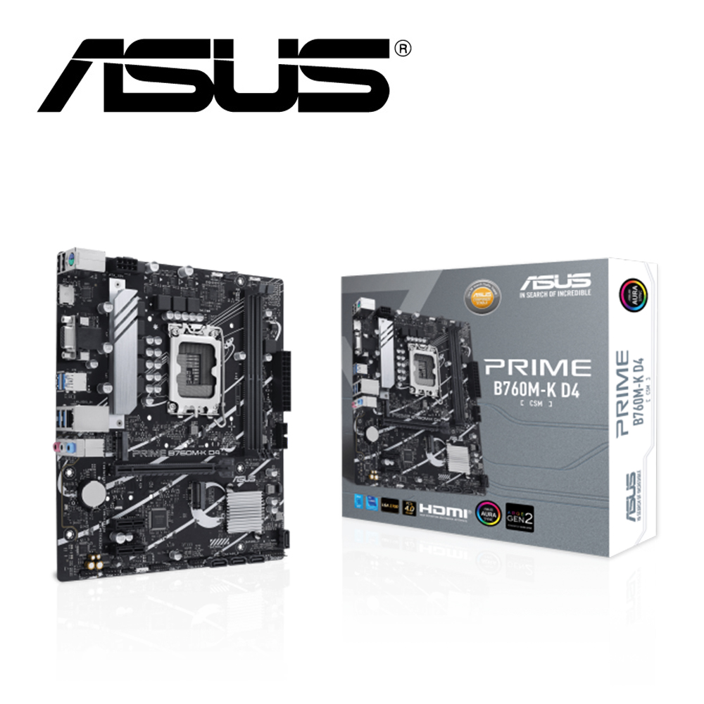 華碩 PRIME B760M-K D4-CSM 主機板+Intel I5-14400【10核/16緒】中央處理器