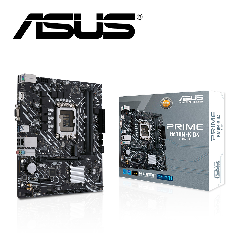 華碩 PRIME H610M-K D4-CSM+Intel i3-12100F 4核8緒 中央處理器+微星 N210-MD1G/D3 顯示卡