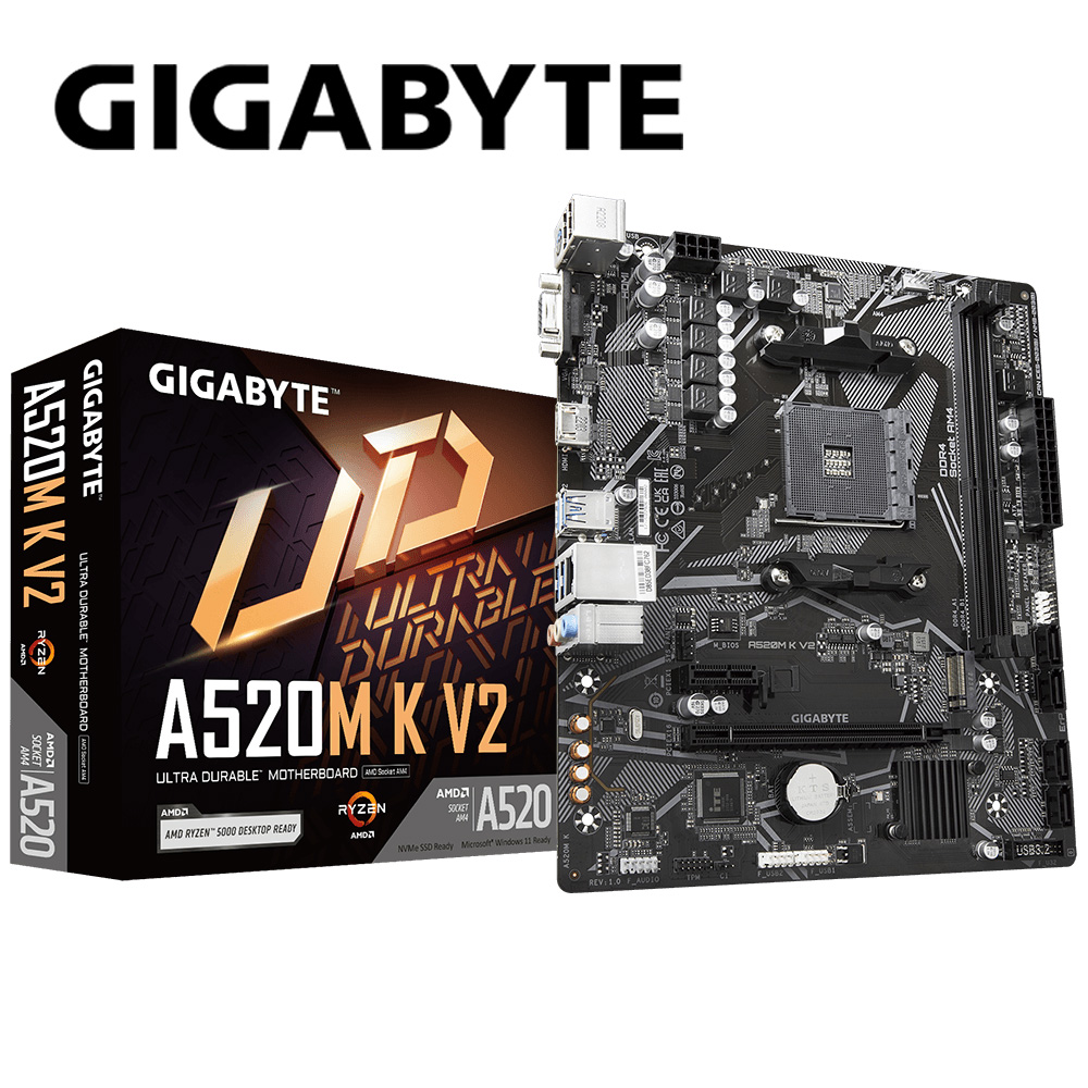 技嘉 A520M K V2 主機板+AMD R5 3400G 代理盒裝 4核 8緒
