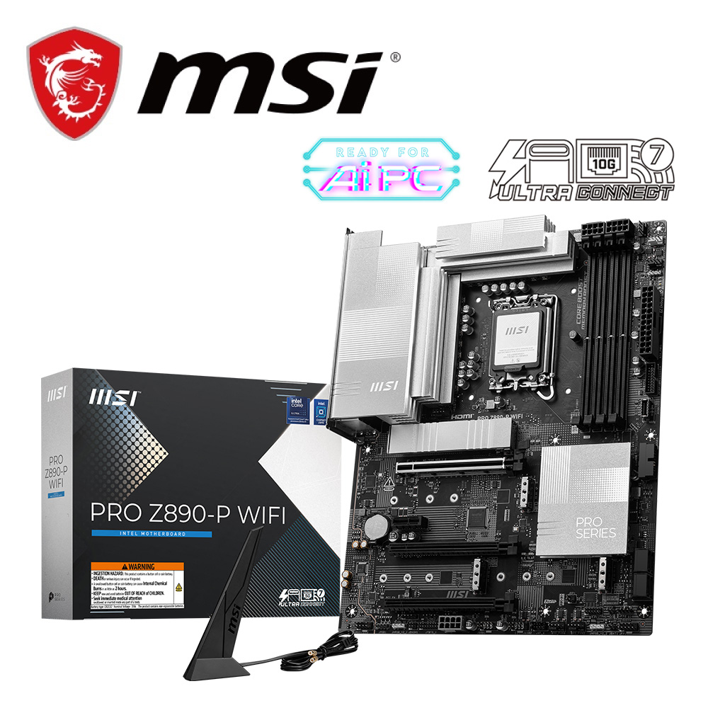 微星 PRO Z890-P WIFI DDR5 主機板+Intel Core Ultra 7 265K 20核 20緒