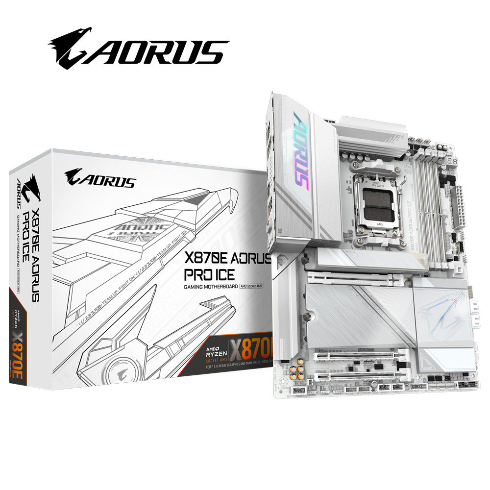 技嘉 X870E AORUS PRO ICE 主機板+AMD R9 9950X代理盒裝 16核 32緒 中央處理器