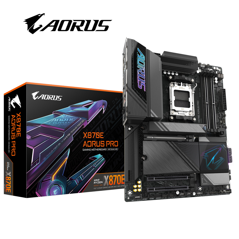 技嘉 X870E AORUS PRO 主機板+AMD R7 9700X代理盒裝 8核 16緒 中央處理器