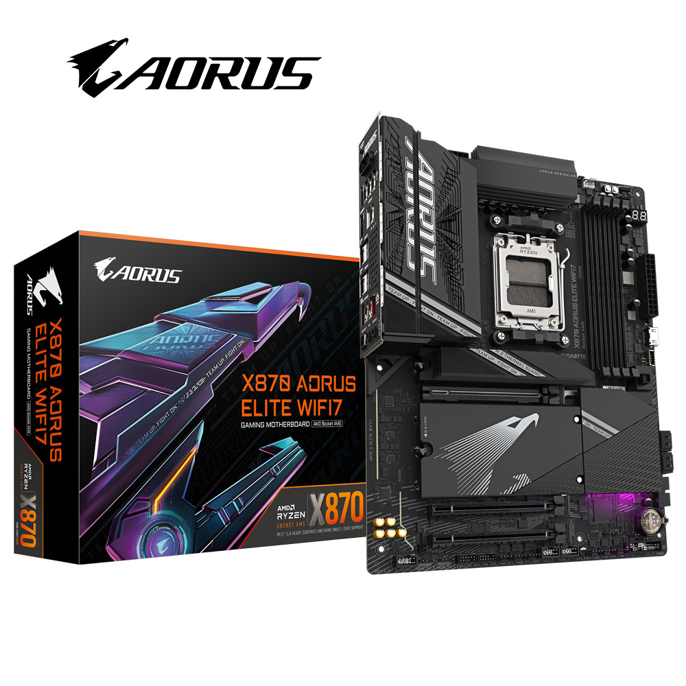 技嘉 X870 AORUS ELITE WIFI7 主機板+AMD R5 9600X代理盒裝 6核 12緒 中央處理器