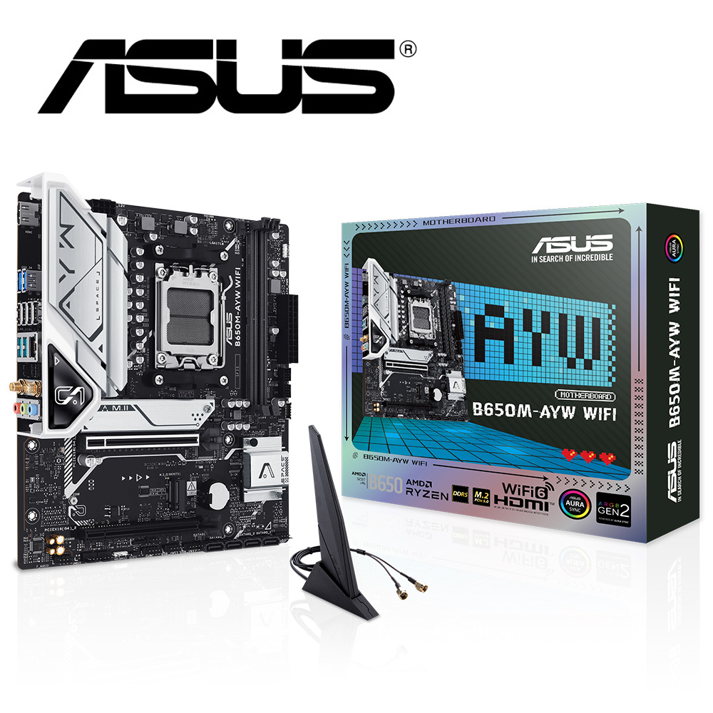 華碩 B650M-AYW WIFI 主機板+美光 32GB DDR5 5200 記憶體(M+R組合包)