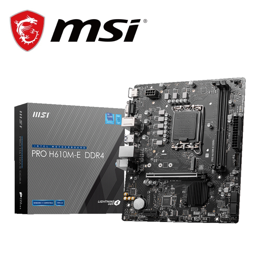 微星 PRO H610M-E DDR4 主機板+Intel i3-12100F 4核8緒 中央處理器