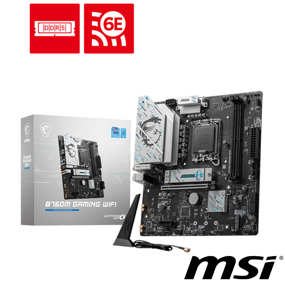 【C+M超值組】微星 B760M GAMING WIFI 主機板+Intel Core i5-14400F 十核心 中央處理器 盒裝