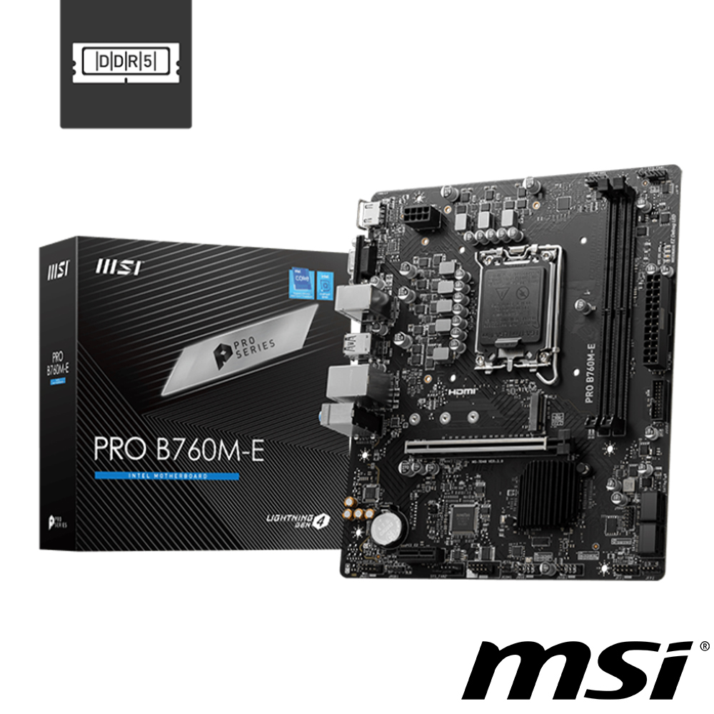 【C+M超值組】微星 PRO B760M-E 主機板+Intel Core i7-14700 中央處理器 盒裝