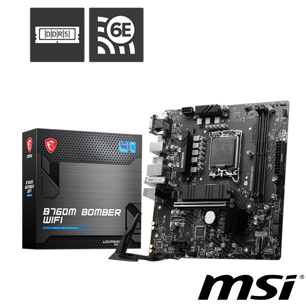 【C+M超值組】微星 B760M BOMBER WIFI 主機板+Intel Core i9-14900K 中央處理器 盒裝