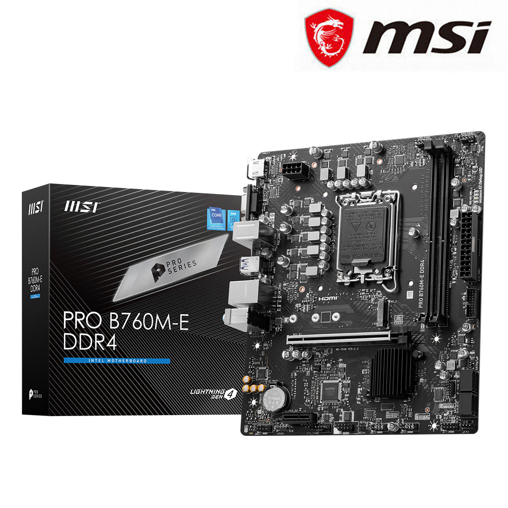【C+M超值組】微星 PRO B760M-E DDR4 主機板+Intel Core i9-14900K 中央處理器 盒裝