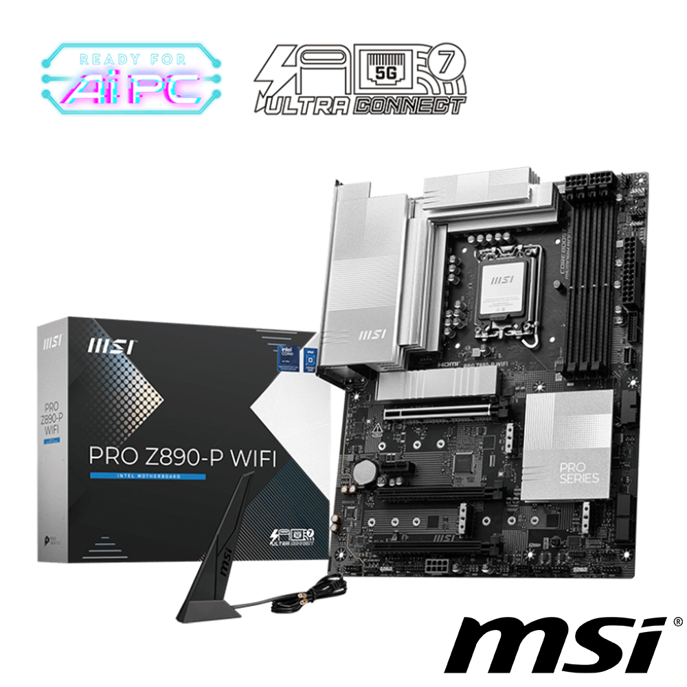【C+M超值組】微星 PRO Z890-P WIFI 主機板+Intel Core Ultra 7 265K 中央處理器 盒裝