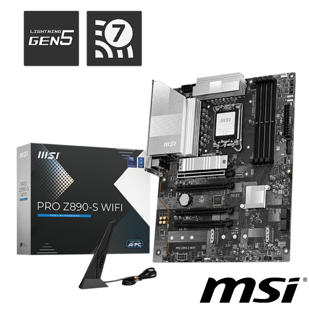 【C+M超值組】微星 PRO Z890-S WIFI 主機板+Intel Core Ultra 7 265K 中央處理器 盒裝