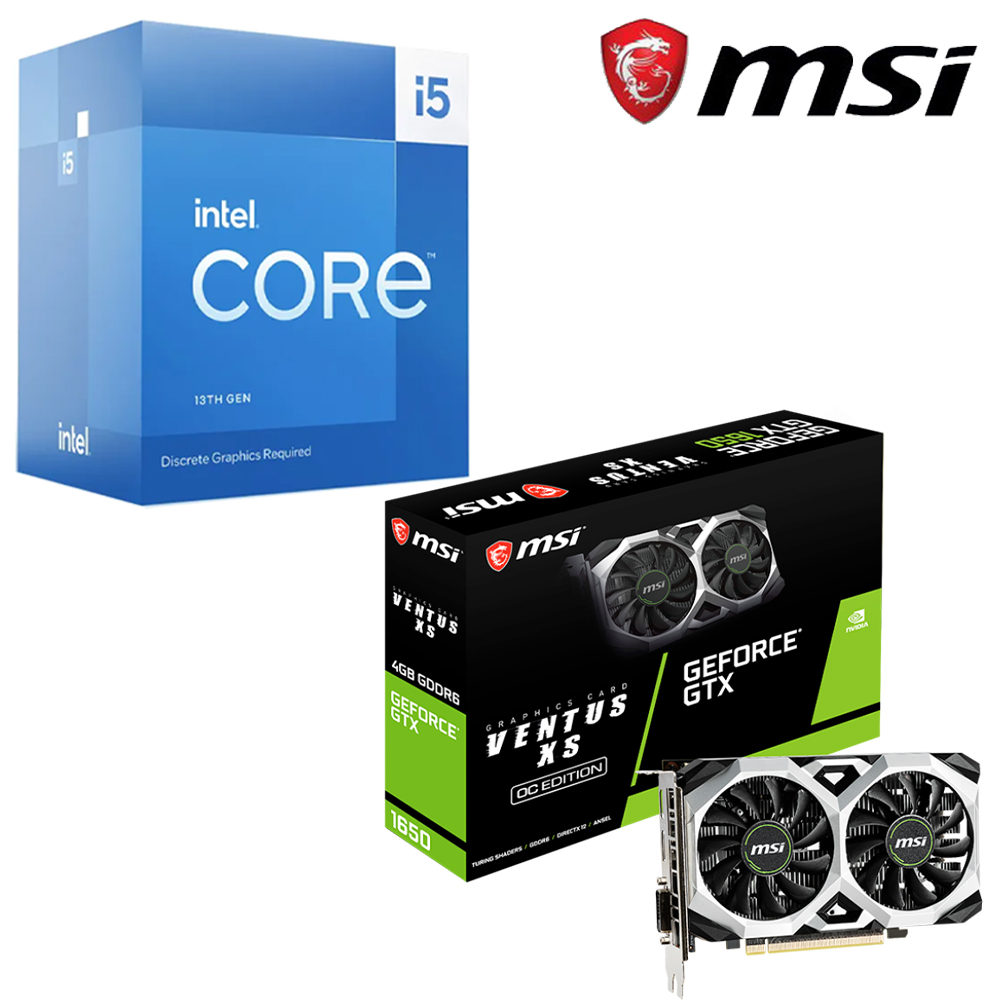 Intel® Core™ i5-13400 十核心 CPU+微星 GTX1650 D6 VENTUES XS OC 組合包