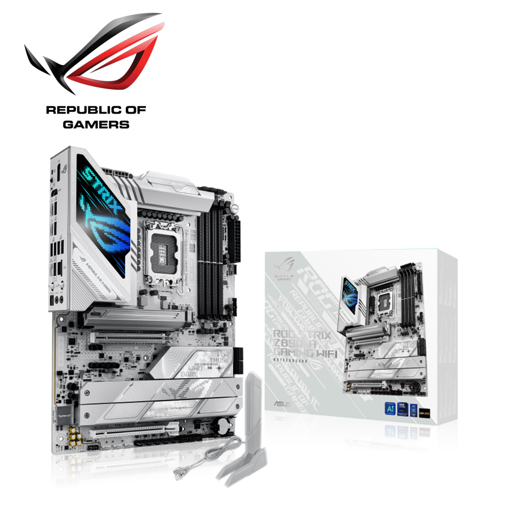 華碩 ROG STRIX Z890-A GAMING WIFI DDR5 主機板+金士頓 64GB雙通32GB*2 D5 6400 白 獸獵者(M+R組合包)