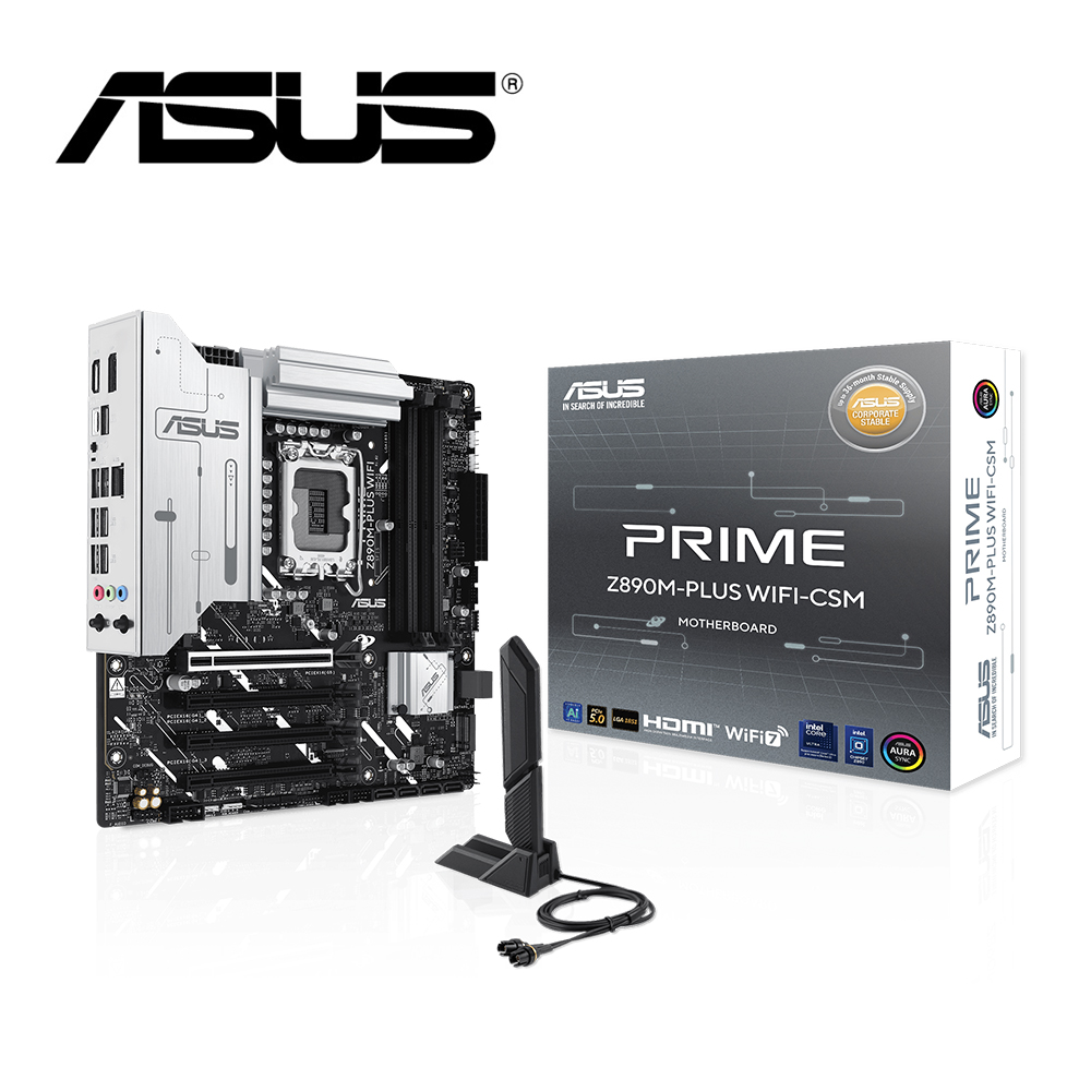 華碩 PRIME Z890M-PLUS WIFI-CSM DDR5 主機板+Intel Core Ultra 5 245K【14核/14緒】(M+C組合包)