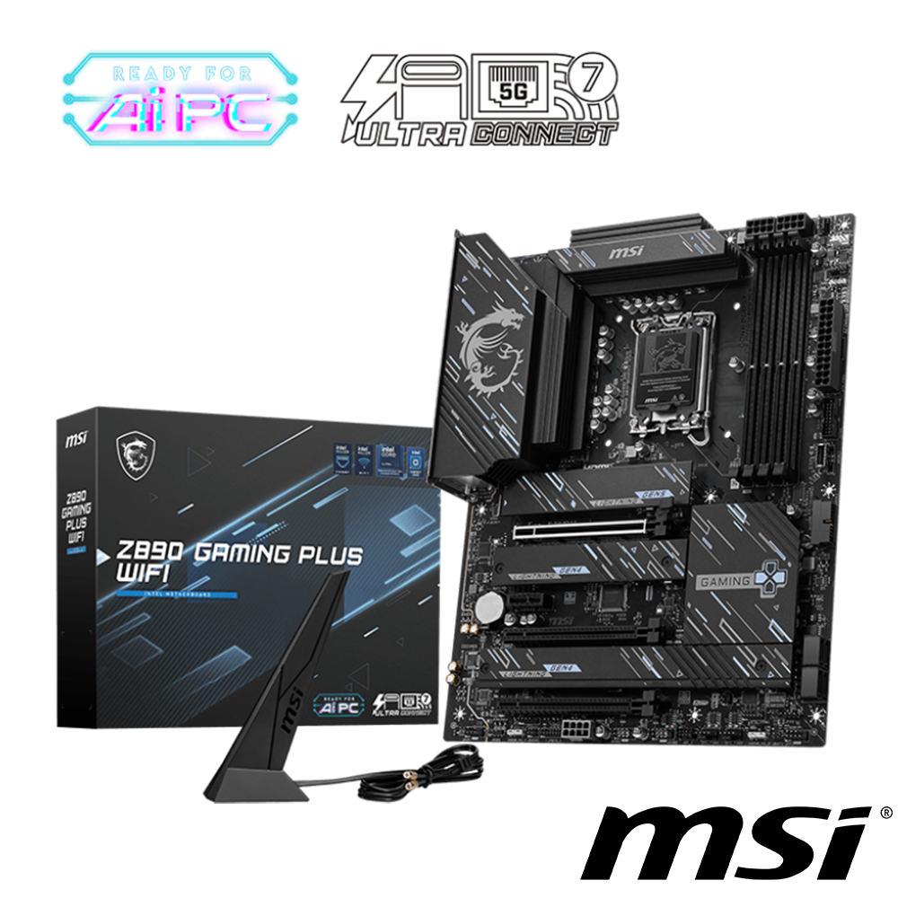 【C+M套餐】微星 Z890 GAMING PLUS WIFI 主機板+Intel Core Ultra 7 265K 中央處理器